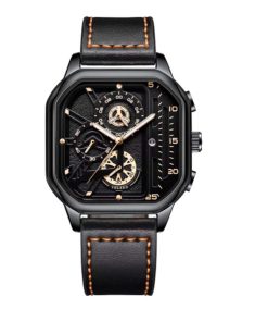 Men Quartz Watches Alloy Dial Business Men Watch PU Leather Strap