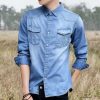 Men's Full Long Sleeve Casual Shirt Cotton Denim Jeans